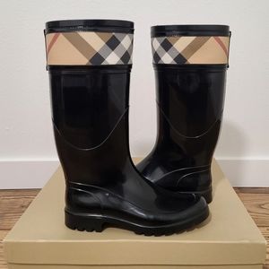Burberry Nova Check rain boots 36/5.5, 5, 6.5 black rubber